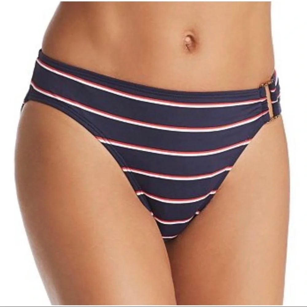 Lauren Ralph Lauren Dylan Stripe Navy Hipster Bikini Bottom Size 16 NWT - Picture 1 of 7
